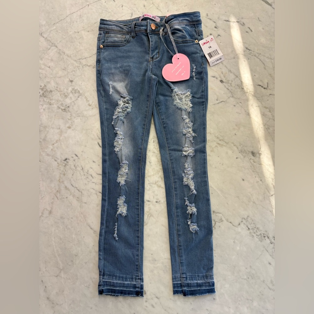 1st Kiss Girls Distressed Skinny Jeans - Blue